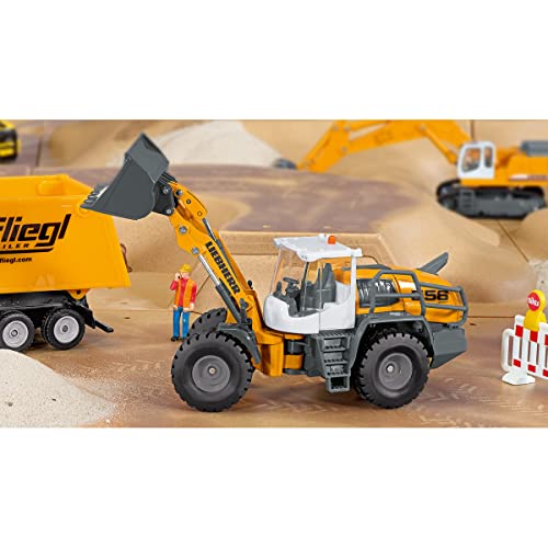 Siku 3561, Liebherr L 556 Radlader, 1:50, Metall/Kunststoff, Orange, Beweglicher Frontlader, Motorhaube zum Öffnen