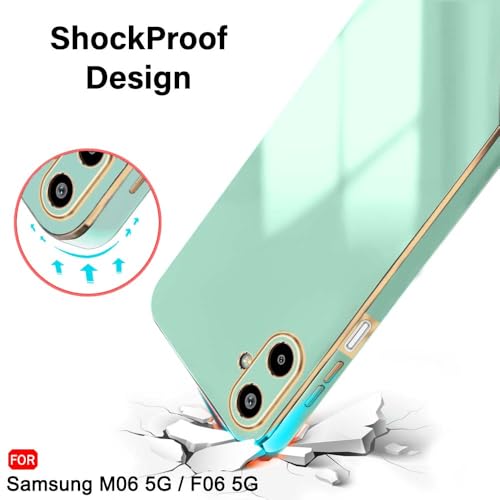 Image of TheGiftKart Luxurious Golden-Plated Back Cover Case for Samsung Galaxy M06 5G / F06 5G | Raised Lips for Camera & Screen Protection | Shockproof Design Stylish Case for Samsung M06 / F06 (TPU, Green)