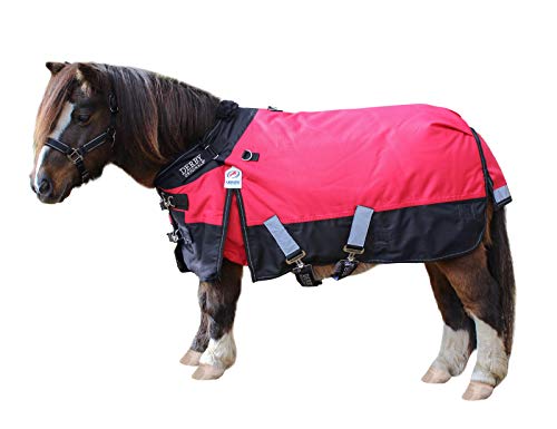 Derby Originals Nordic Tough 1200D Ripstop Waterproof Reflective All Season Mini Horse & Pony Turnout Rain Sheet with 210T Nylon Lining Double Layer Breathable (Red, 40")