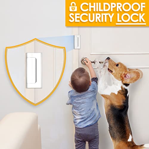Home Security Door Lock, Childproof Reinforcement Lock With 3" Stop 4 Screws Withstand 800 Lbs For Inward Swinging Door, Upgrade Night To Defend Your #TOP4