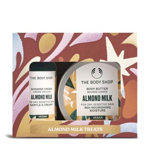 The Body Shop Almond Milk Treats Gift Set Shower Cream 60ml Body Butter 50ml Soothing Body Care Duo for Dry Sensitive Skin Gentle Cleanser 96hr Moisture Vegan Skincare Gift