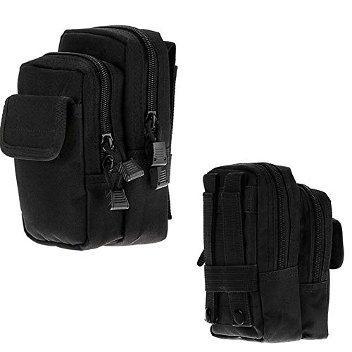 FIRECLUB Tactical Molle Pouch Belt Waist Bag Military Fanny Pack Outdoor Pouches Phone Case Pocket for iPhone 6s/7/X,PDA, Hunting Bags (Black)