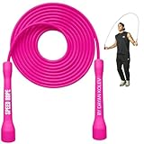 Swissskip Speed Jump Rope by Dayan Kolev, 5mm PVC Skipping Rope, for Beginners and Advanced Athletes, Ideal for Fitness, Cardio, Boxing & CrossFit, Adjustable length with Unbreakable Handles (Pink)