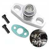 Fiknonk 1 PC FT07-AN10 Turbo Oil Return Drain Flange Adapter Kit, with Sealed Gasket and 2 Bolts, GT28 GT30 GT35 T25, Universal Turbo Oil Inlet Repair Part (Silver)