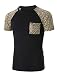 Allegra K Men Raglan Sleeve Round Neck Tee Leopard Print T Shirts Black M