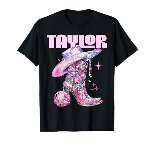 Botas de Vaquera Taylor Outfit para Mujeres jóvenes y Adolescentes con Nombre Camiseta