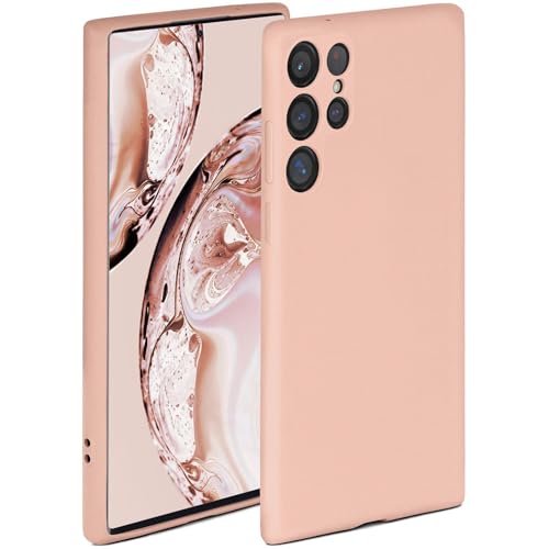 Coque Samsung S22 Ultra silicone rose pour eviter les rayures d'ecran et camera