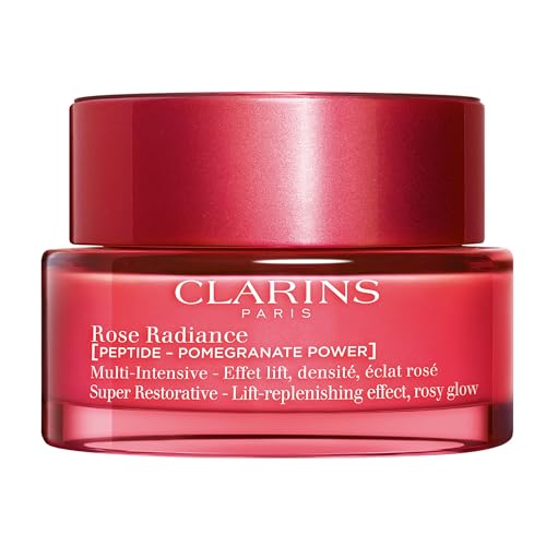 Clarins Super Restorative Rose Radiance Face Moisturizer | 2-in-1 Anti Aging + Radiance Boosting Day Cream for Mature Skin | Contains Radiance Peptides for a Rosy Glow| All Skin Types | 1.7 Ounces