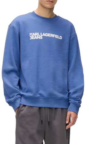 KARL LAGERFELD JEANS Mens Essential Logo Sweat Regular Fit Washed Federal Blue L