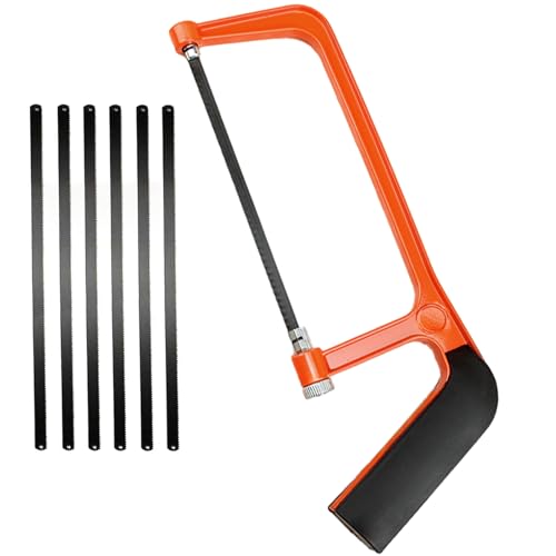 Qwrqwr Heavy Duty Mini Hacksaw for Metal Cutting Professional with Adjustable Angle and 5 Replaceable Blades for Plastic PVC Pipe Tile and Wood Cuts Multi-Purpose Working Tool
