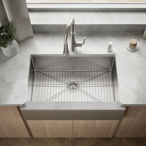 KOHLER Strive 33-1/2" Undermount Single-Bowl Farmhouse Kitchen Sink, Includes Accessories, Stainless Steel, Durable, Easy-to-Clean, K-33157-NA by Kohler - Image 2