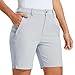 MoFiz Outdoor Shorts für Damen Kurze Wanderhose Stretch Bermuda Cargo Atmungsaktiv Shorts fur Sommer Golfshorts Hellgrau S