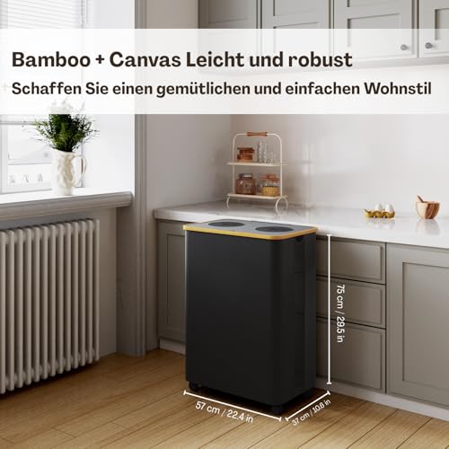RMAN 160L Poubelle Tri Selectif avec 2 Bacs et Couvercle Grande à Roulettes – vue 6