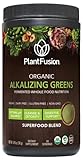 PlantFusion Alkalizing Super Greens Powder - Fermented Greens Superfood Powder Blend with Digestive Enzymes Probiotics & Prebiotic Fiber - Organic, Non-GMO, Vegan, Gluten-Free - 8.46 oz 30 Servings