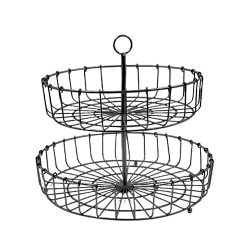 ZGFHLI Cesta De Frutas Antideslizante De Acero Inoxidable Redonda con 2 Niveles Dorada para Escritorio Cesta Múltiple De Almacenamiento En La Cocina Frutero Que Ahorra Espacio,A