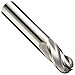 Precision Twist EB3304 Carbide Ball Nose End Mill, Uncoated (Bright) Finish, Non-Center Cutting, 30 Deg Helix, 4 Flutes, 2.5" Overall Length, 3/8" Cutting Diameter, 3/8" Shank Diameter