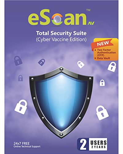 eScan Total Security Suite (Cyber Vaccine Edition) 2 User | 2 Year |PC |Activation Code by email [PC Online code]