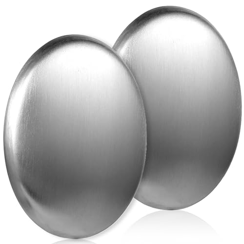 COMNICO Paquete de 2 jabones de acero inoxidable, removedor de olores de metal, elimina el olor a cebolla, pescado, ajo de manos y piel, utensilios de cocina