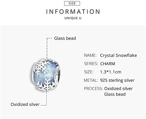 Snowflake Charms Authentic 925 Sterling Silver Charm Beads Christmas Charms Rose Gold Charms for Bracelets (Snowflake Glass Beads) - Image 4