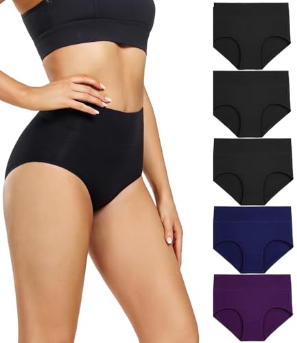 Image of wirarpa Women's Cotton Briefs (Pack of 5) (AF-2104F6-5XL 3black, 1blue, 1purple-5p 5XL)