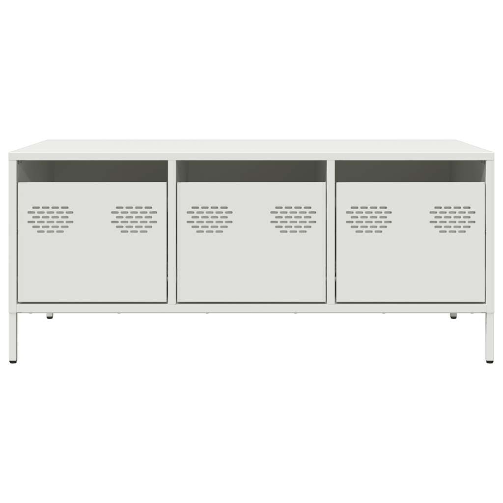 Tavolino da salotto bianco, 101,5 x 50 x 43,5 cm, in acciaio