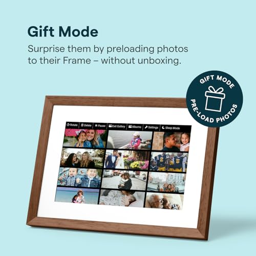 Image of Skylight Digital Picture Frame 2 - 10 inch Full HD Wi-Fi Touch Screen, 16GB Digital Photo Frame, Load Photos & Videos Directly from Phone, Anti-Glare - Ideal for Personalized Gifting, Walnut