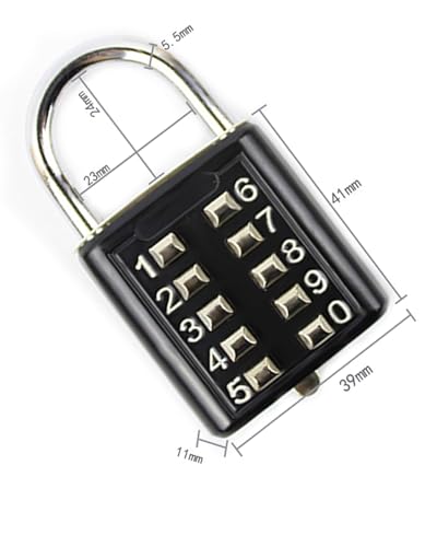 Image of ZENG 10-Button Combination Padlock - Pre-Set 5-Digit Unchangeable Code, Hardened Steel Shackle for Gym Lockers, Toolboxes, Fences(Black-1pcs)