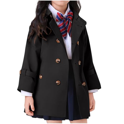 Girls Trench Coat Double Breasted Dress Coats with Hood Lightweight Fall Jackets Dressy Casual School Outfits 1-13Y