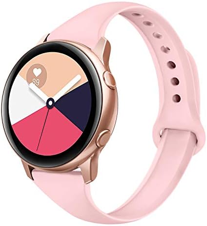 Sport Bands Compatible with Samsung Galaxy Watch Active 40mm & Galaxy Watch Active 2, 20mm Silicone Band Narrow Wristband for Samsung Galaxy Smartwatch Active 2, Women Men Small Black, White