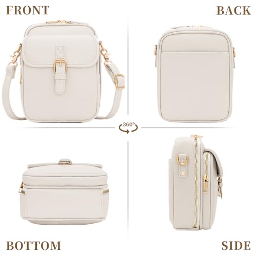 Sac à bandoulière en cuir végétalien triple compartiments compact