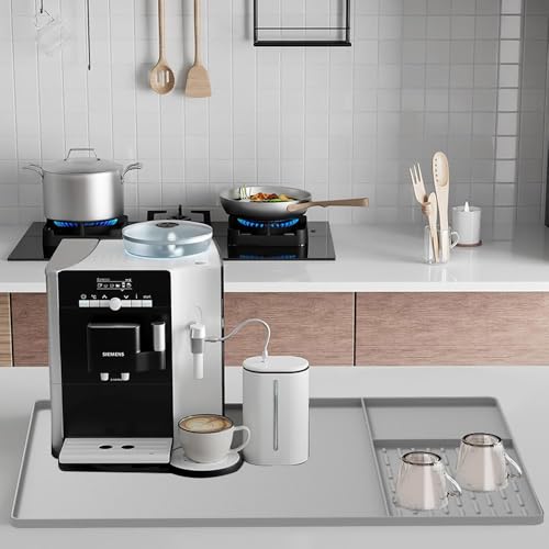 Hosoncovy Coffee Machine Mat Silicone Mat Under Coffee Machines Multifunctional Heat Protector Mat Accessories Drainer Mat Spill Mat (Grey) - Image 3