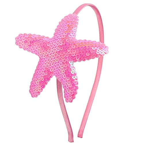 Sequin Mermaid Crossbody Purse Coin And Starfish Headbands (Dark Pink) #TOP2