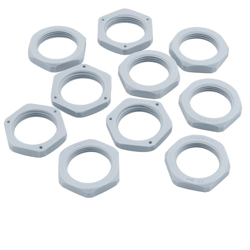 M25 Nylon Locknut – 25mm Polyamide Lock Nut – Pack of 10 – Lightweight, Durable, Corrosion-Resistant Fastening for Cable Glands, Electrical Enclosures, and Industrial Applications (Grey)