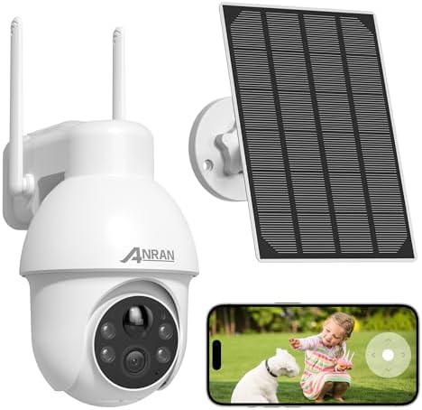ANRAN 2K Solar Security Camera Outdoor Wireless, WiFi Camera Batt...