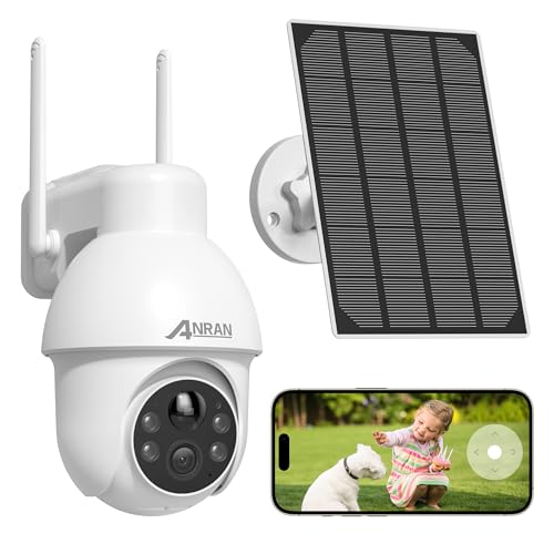 ANRAN 2K Solar Security Camera Outdoor Wireless, WiFi Camera Battery-Powered with 360° PTZ for Home Security, 3MP Color Night Vision, PIR Motion Detection, Two-Way Audio, Compatible with Alexa ANRAN 2K Solar Security Camera Outdoor Wireless, WiFi Camera Battery-Powered with 360° PTZ for Home Security, 3MP Color Night Vision, PIR Motion Detection, Two-Way Audio, Compatible with Alexa