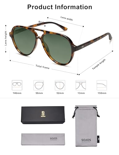 Image of SOJOS Classic Polarized Aviator Sunglasses for Women Men, Retro Trendy Aviators Shades SJ2201