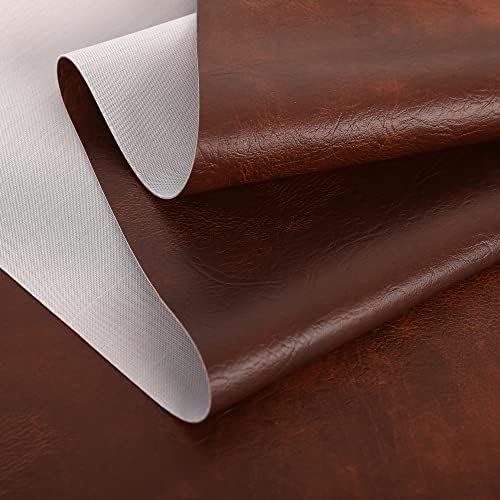Faux Leather Leatherette Vinyl Leather Cloth Upholstery Fabric Material.Width140 (Chestnut, Sample 10x10cm)