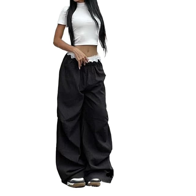 Women Lounge Pants Elastic Waistband Drawstring Lace Sweatpants Drawstring Loose Fit Summer