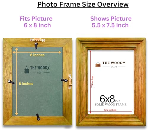 Image of Photo Frames for table 6 x 8 inch | Wall Frame | Small Photo Frame | Yellow Wooden Frame for Wall | Stylish Decor for Home & Office, Great Gift for Friend (6x8 inch, Yellow)