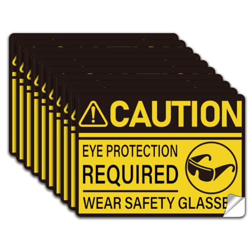 WADORN 10 adesivo per Segnaletica di Protezione Degli Occhi Obbligatoria, Indossare Occhiali di Sicurezza Adesivo In Vinile Autoadesivo Proteggere Gli Occhi Segnale di Avvertimento Attenzione 18x13cm