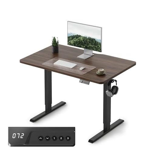 FEZIBO Electric Standing Desk Adjustable Height, 40 x 24 Inch Sit and Stand Desk, Home Office Desk, Ergonomic Workstation Computer Desk, Black Walnut