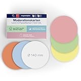 magnetoplan Moderationskarten, rund | D = 140 mm | 500 Stück | Kommunikationskarten in 6 Pastellfarben | Für Meetings und Präsentationen | FSC-zertifiziert