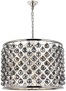Elegant Lighting Madison Collection 8-Light Pendant Lamp with Royal Cut Silver Shade Crystals, Polished Nickel Finish