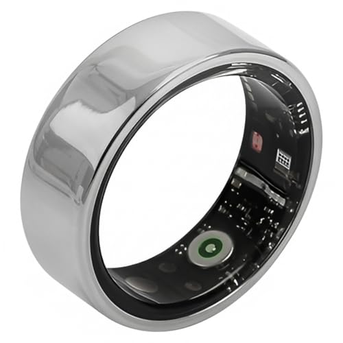Raveno Smart Ring Stainless Steel Wearable Tracker with Epoxy Resin Inner Lightweight 3g – Silver Size 7
