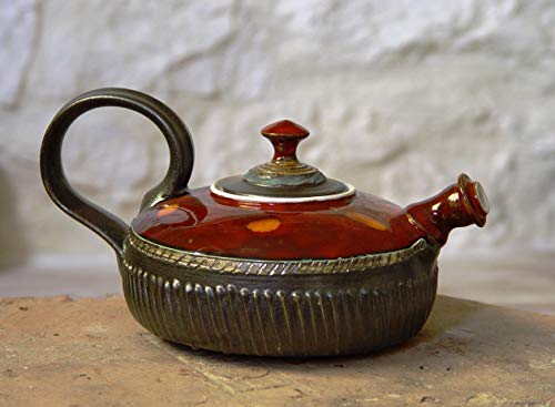 Handmade Earthenware Teapot In Bright Red Glaze - Fine Art Tea Pot - Tea Ware - Table Decor - Tea Lovers' Gift - Ceramic Teapot - Danko #TOP6
