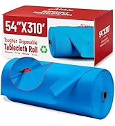 Plastic Table Cloth, 310 Ft X 54 in Disposable Tablecloth Blue Tablecloth Premium PEVA Plastic Ta...