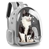 XZKING Cat Backpack Carrier Bubble Bag, Transparent Space Capsule Pet Carrier Dog Hiking Backpack, Small Dog Backpack Carrier for Cats Puppies Airline Approved Travel Carrier Outdoor Use Yellow Gray