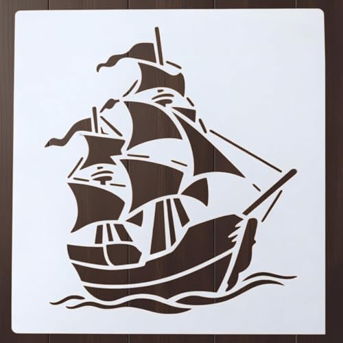Ship Stencil – Nautical Travel Adventure Design Template Pattern Reusable Art Stencil for Painting, Crafting and DIY Projects
