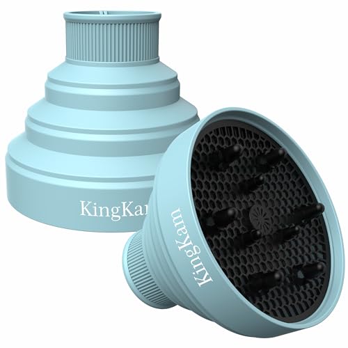 Collapsible Silicone Hair Dryer Diffuser - Travel and Easy Storage - Fit Most Hair Dryers with Nozzle Diameter D-1.575Inch to 1.968 Inch (4-5cm) - Blue