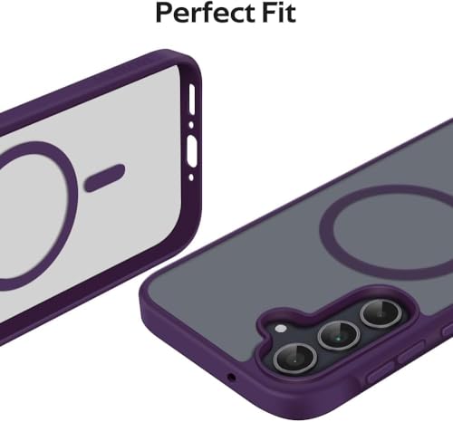 Image of Elzzi Magnetic Magsafe Designed for Samsung A55 5G Case Translucent Matte Hard PC + TPU Back Cover [Compatible with MagSafe] Phone Case (Deep Purple)